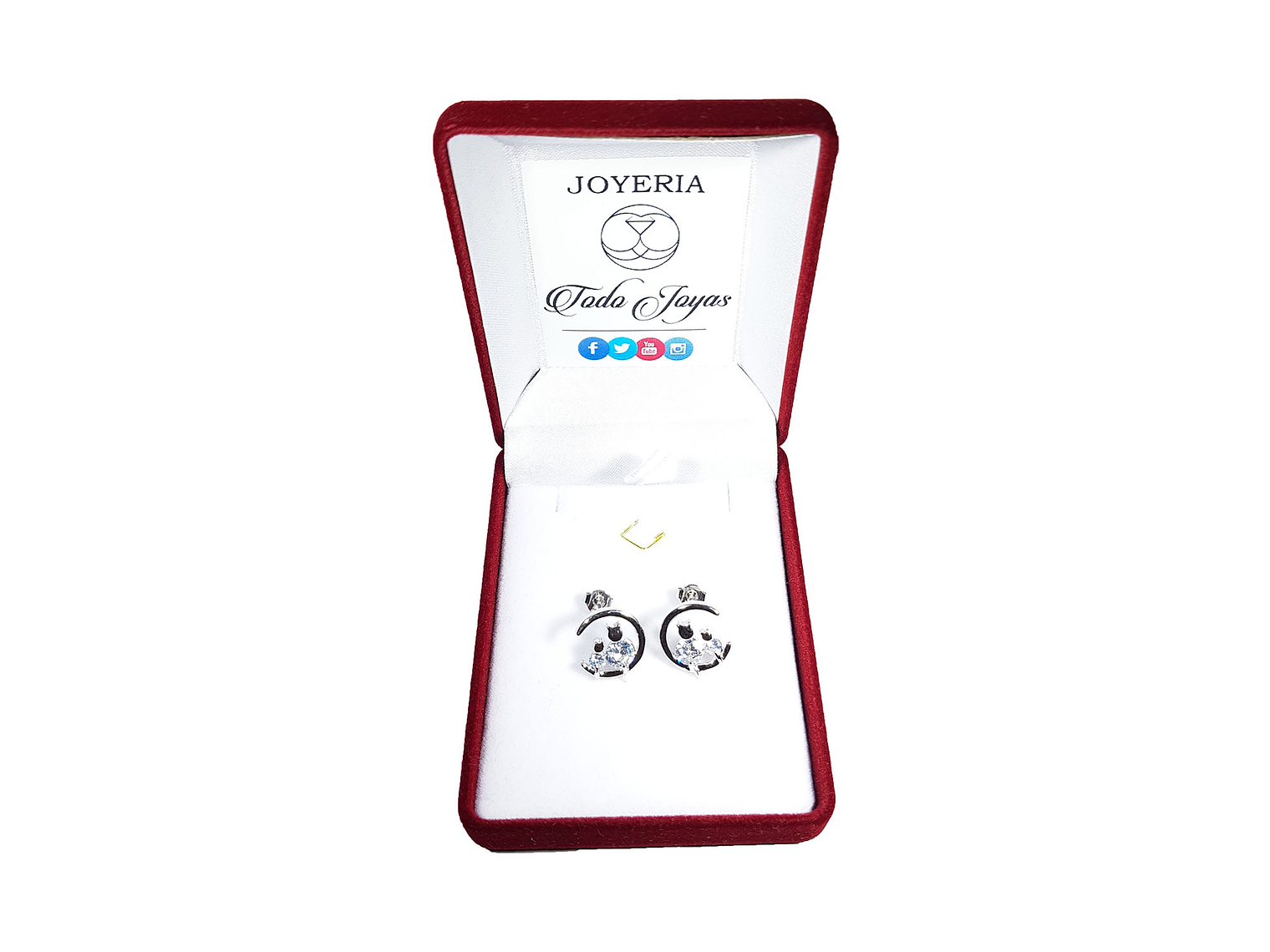 Aros Par Gatitos en Luna Plateado 2