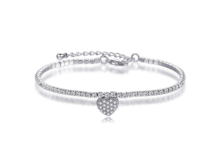 Pulsera Corazon y Circones Plateada 1