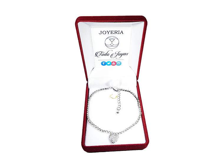 Pulsera Corazon y Circones Plateada 2