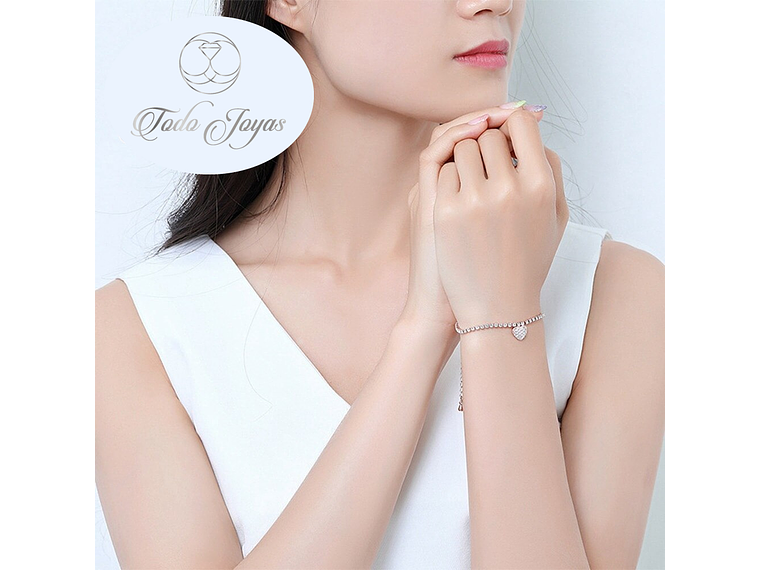 Pulsera Corazon y Circones Plateada 3