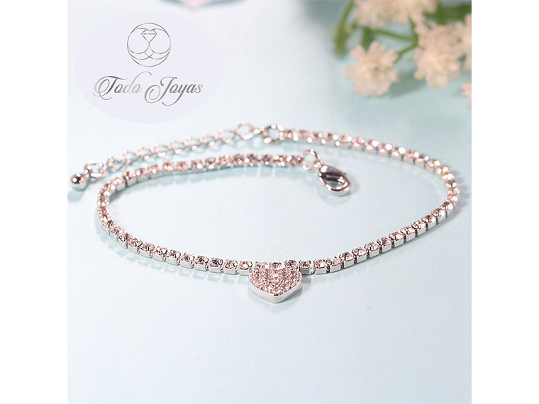 Pulsera Corazon y Circones Plateada 5
