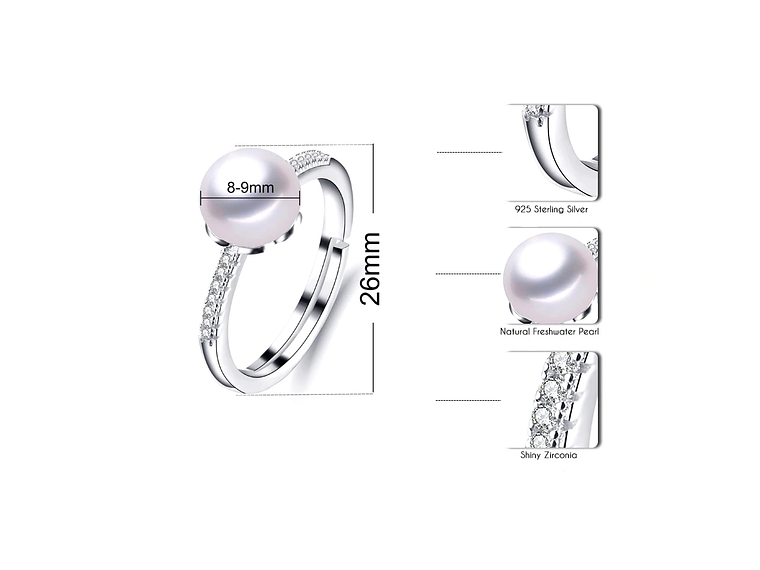 Anillo Plata 925 Perla Blanca 5