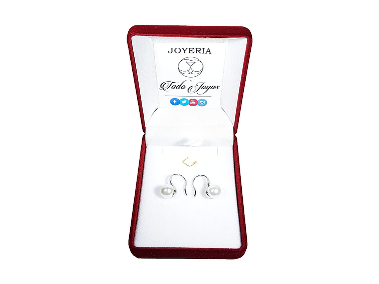 Aros Colgante Perla Blanca Plateado 2