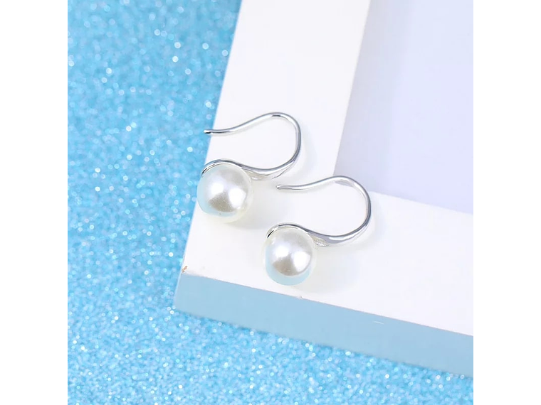 Aros Colgante Perla Blanca Plateado 4