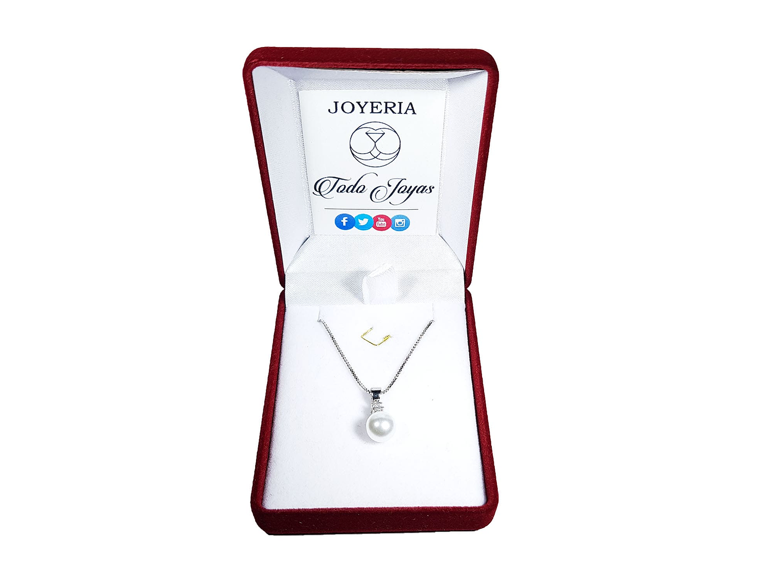 Collar Perla Blanca con Circon Plateado 2