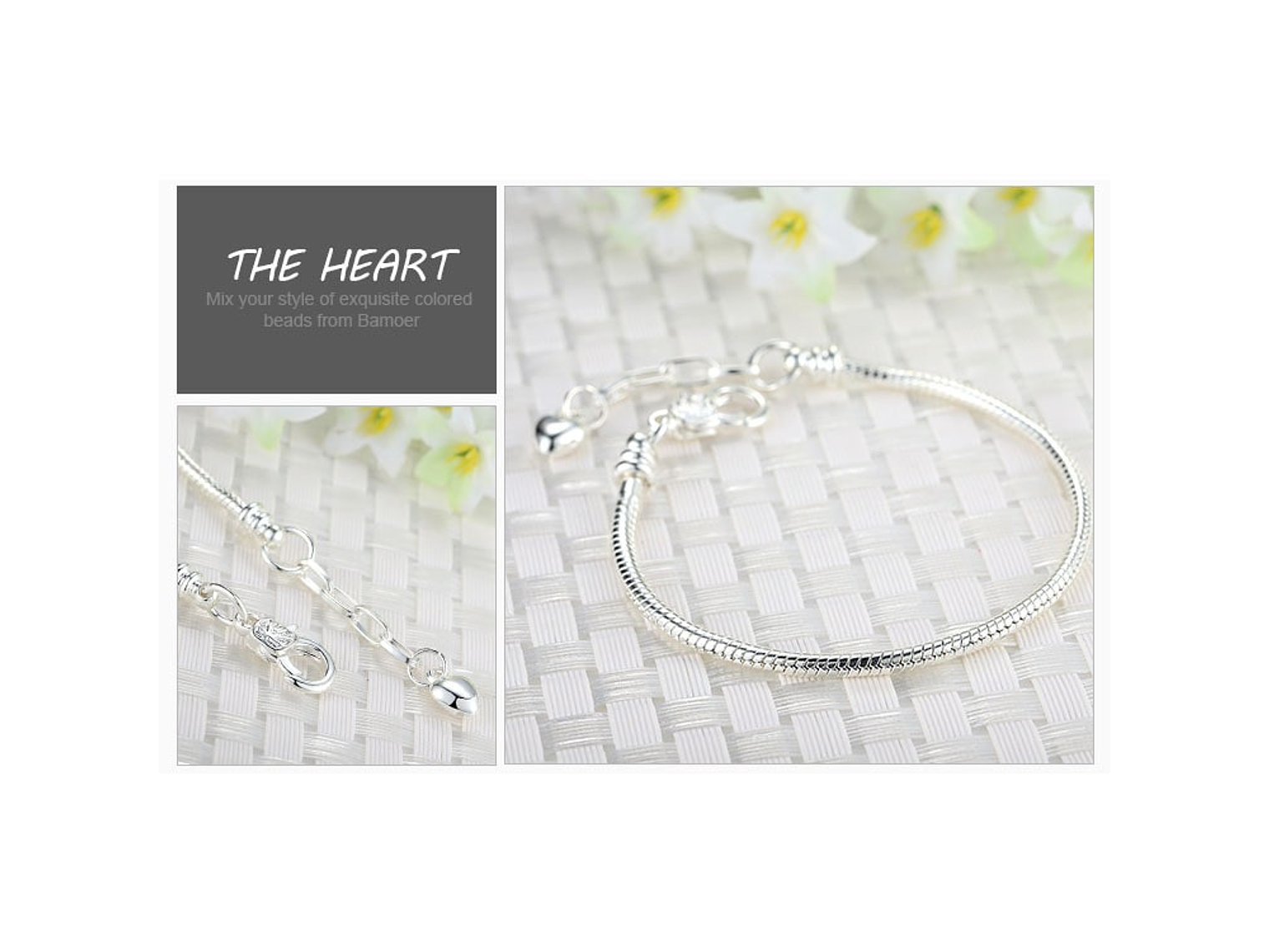 Pulsera Para Charms Ajustable Plateada 3