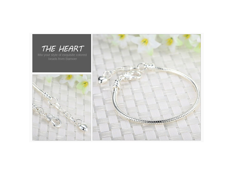 Pulsera Para Charms Ajustable Plateada 3