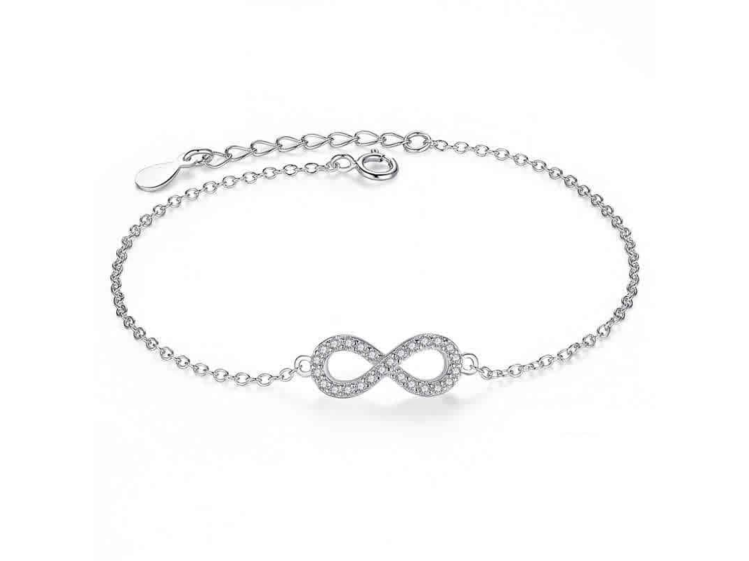 Pulsera Plata 925 Infinito Circones Blancos 1