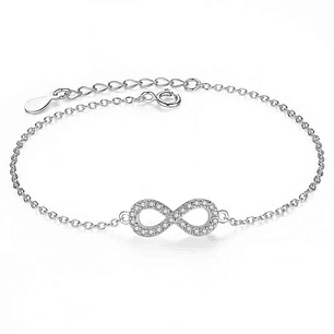 Pulsera Plata 925 Infinito Circones Blancos