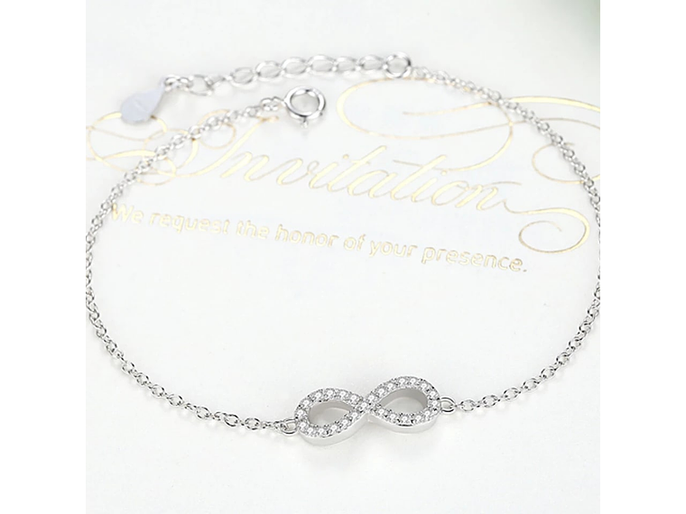 Pulsera Plata 925 Infinito Circones Blancos 5