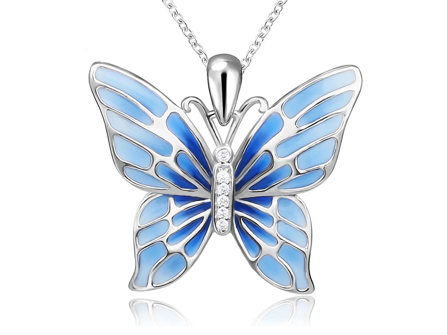 Collar Plata 925 Mariposa Azul 1