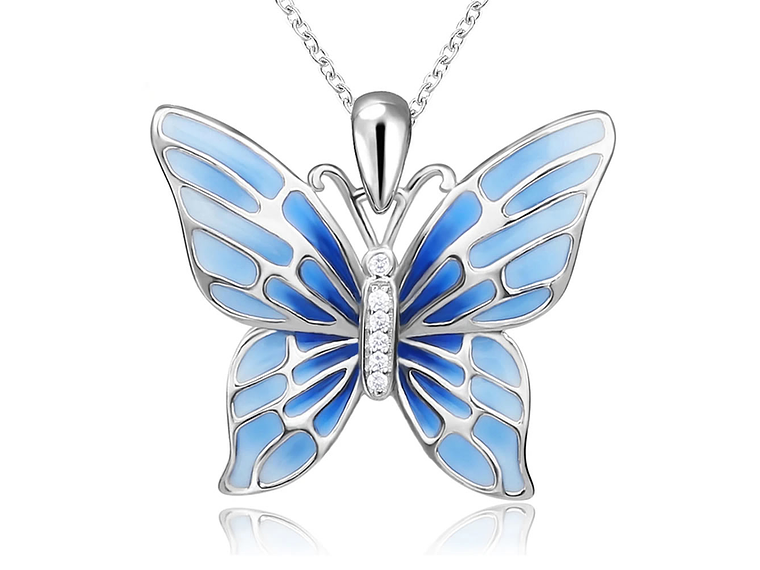 Collar Plata 925 Mariposa Azul 1
