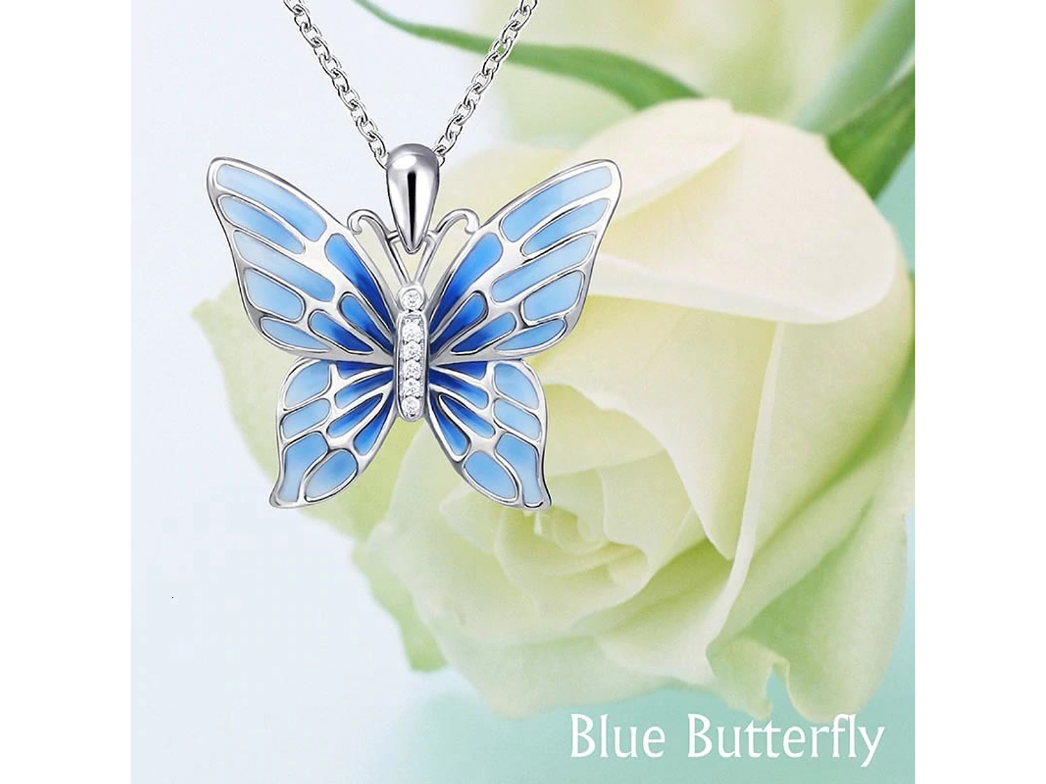 Collar Plata 925 Mariposa Azul 3