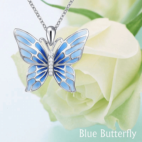 Collar Plata 925 Mariposa Azul