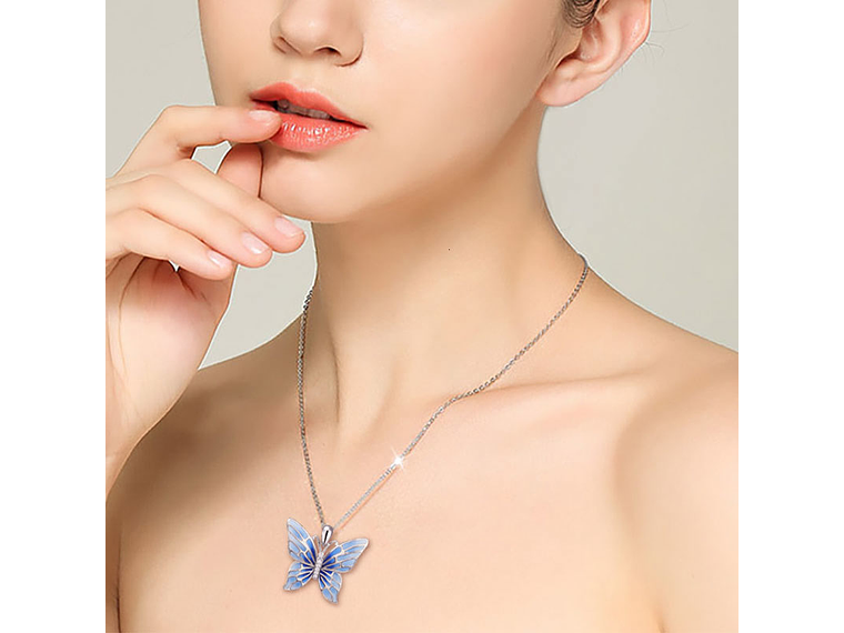 Collar Plata 925 Mariposa Azul 5