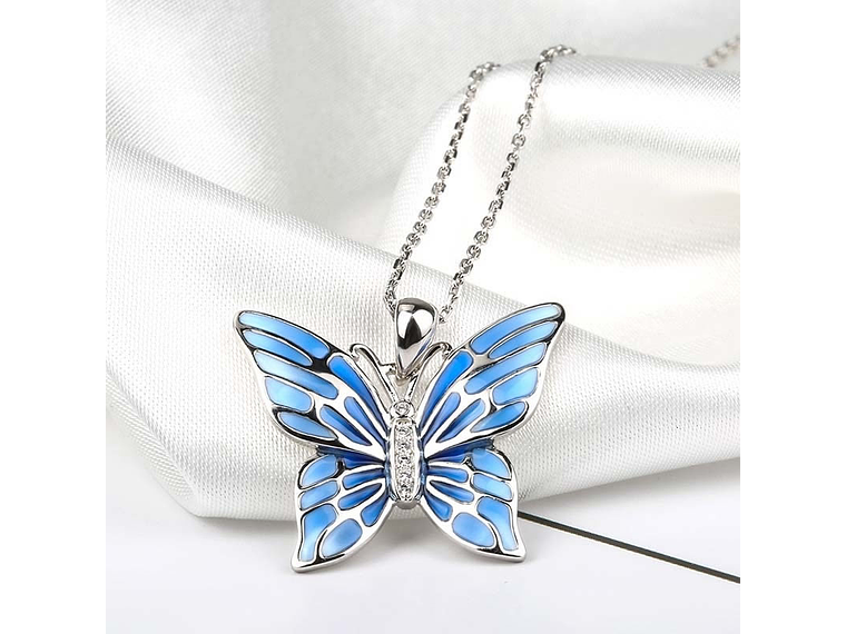 Collar Plata 925 Mariposa Azul 6