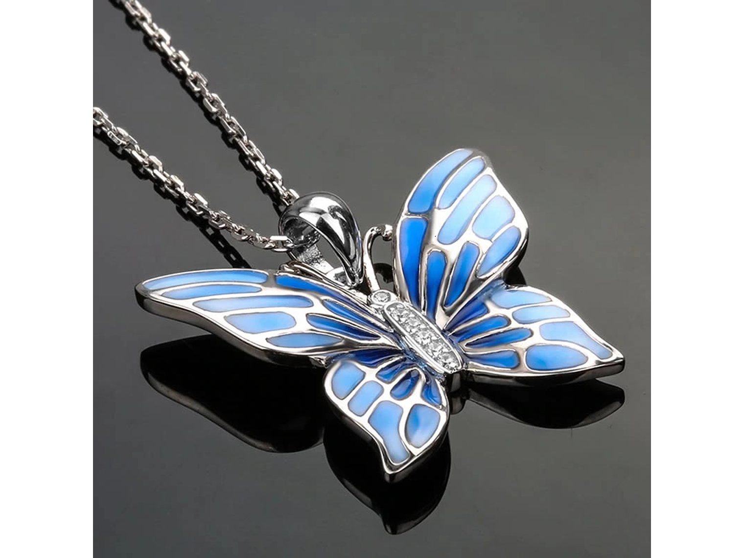 Collar Plata 925 Mariposa Azul 7