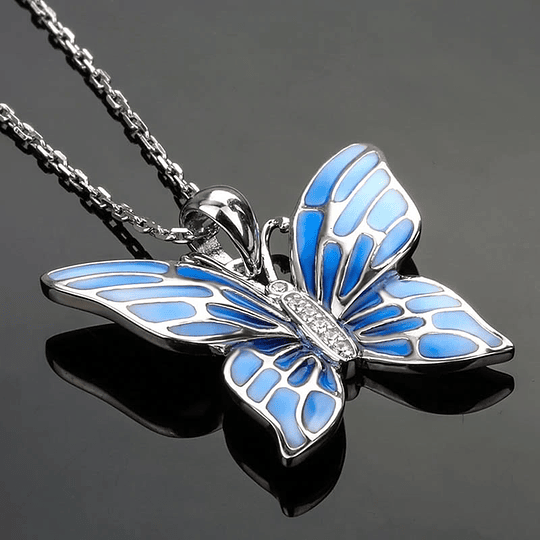 Collar Plata 925 Mariposa Azul
