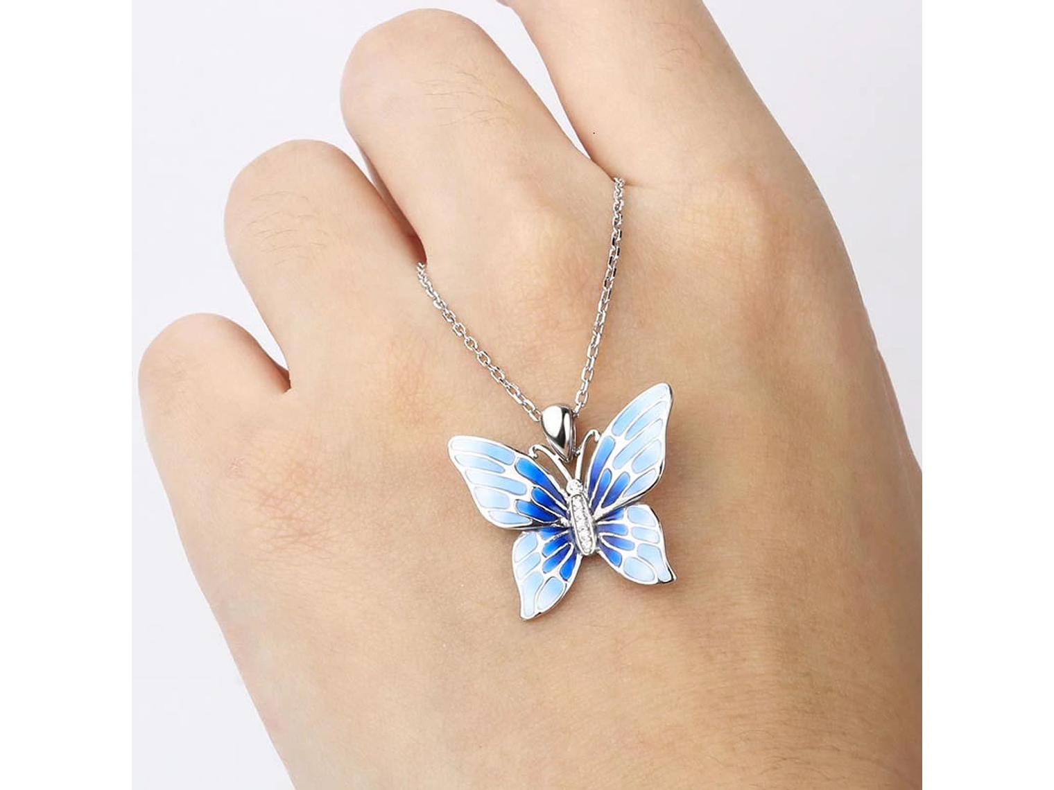 Collar Plata 925 Mariposa Azul 8