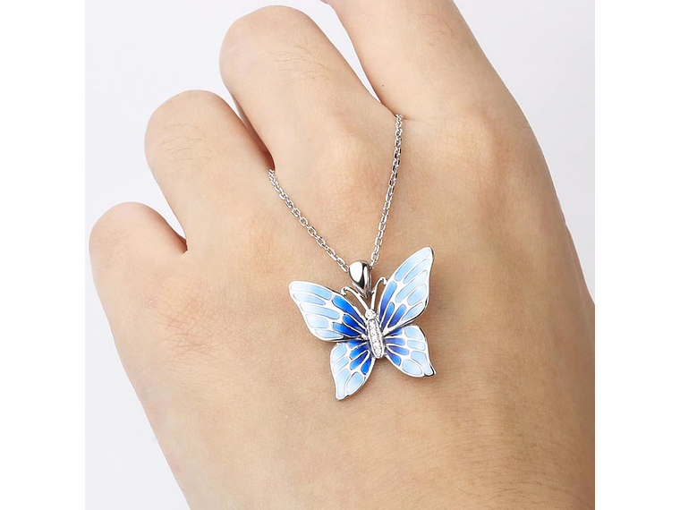 Collar Plata 925 Mariposa Azul 8