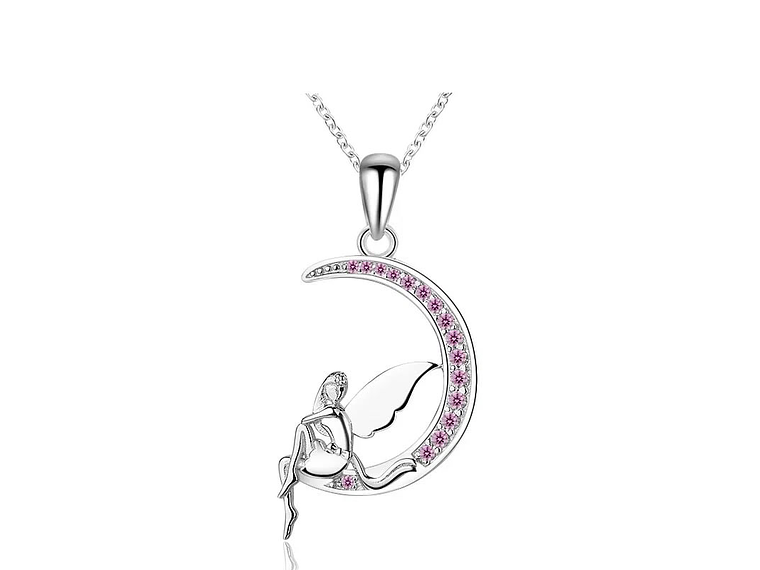 Collar Plata 925 Hada Luna Rosada 1