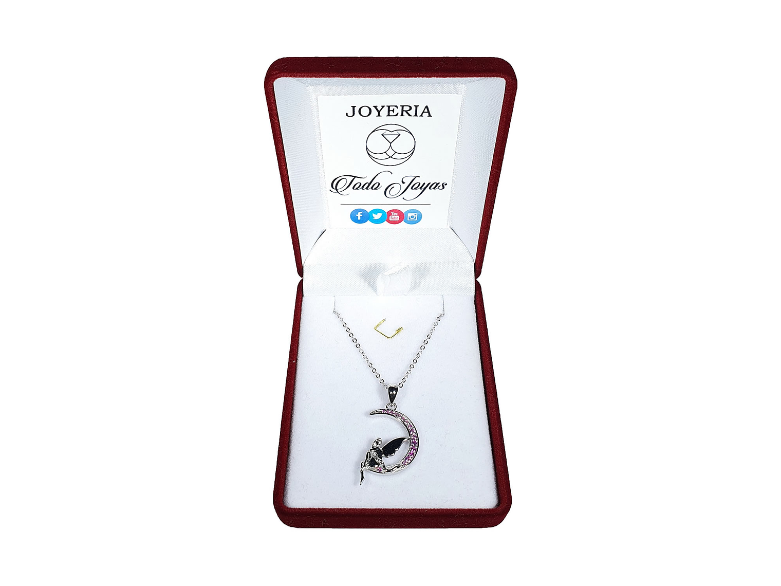 Collar Plata 925 Hada Luna Rosada 2