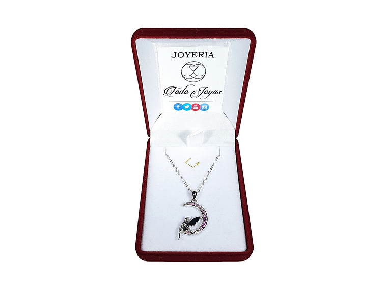 Collar Plata 925 Hada Luna Rosada 2