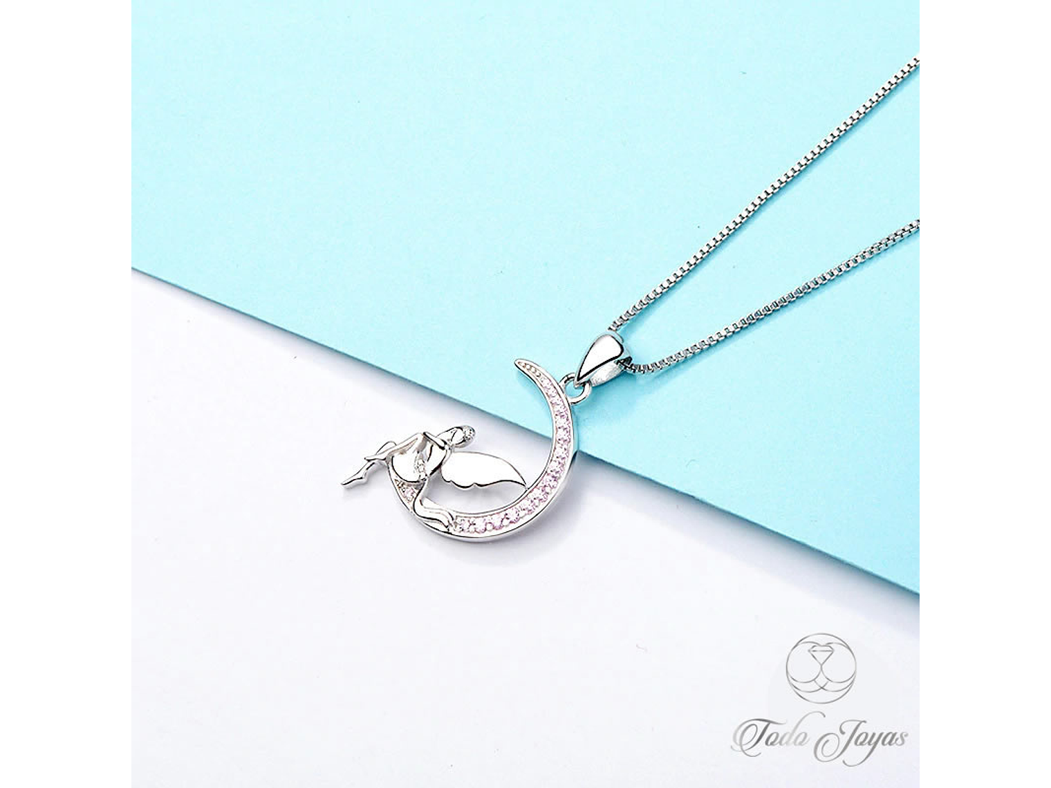 Collar Plata 925 Hada Luna Rosada 5