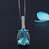 Collar Cristal Austriaco Aquamarine Plateado