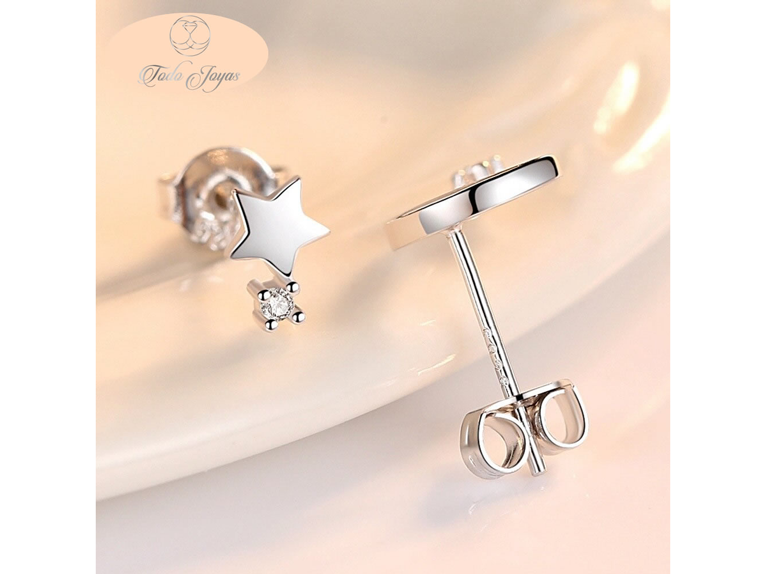 Aros de Luna y Estrella Plateado 3