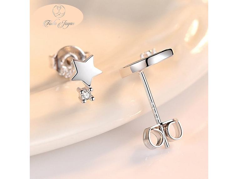 Aros de Luna y Estrella Plateado 3