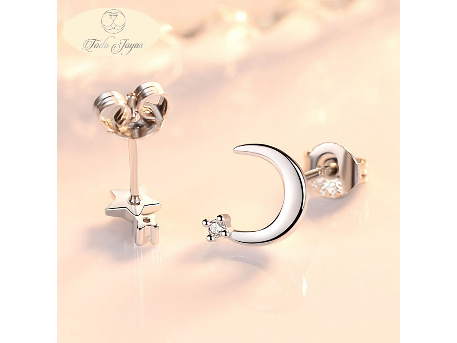 Aros de Luna y Estrella Plateado 4