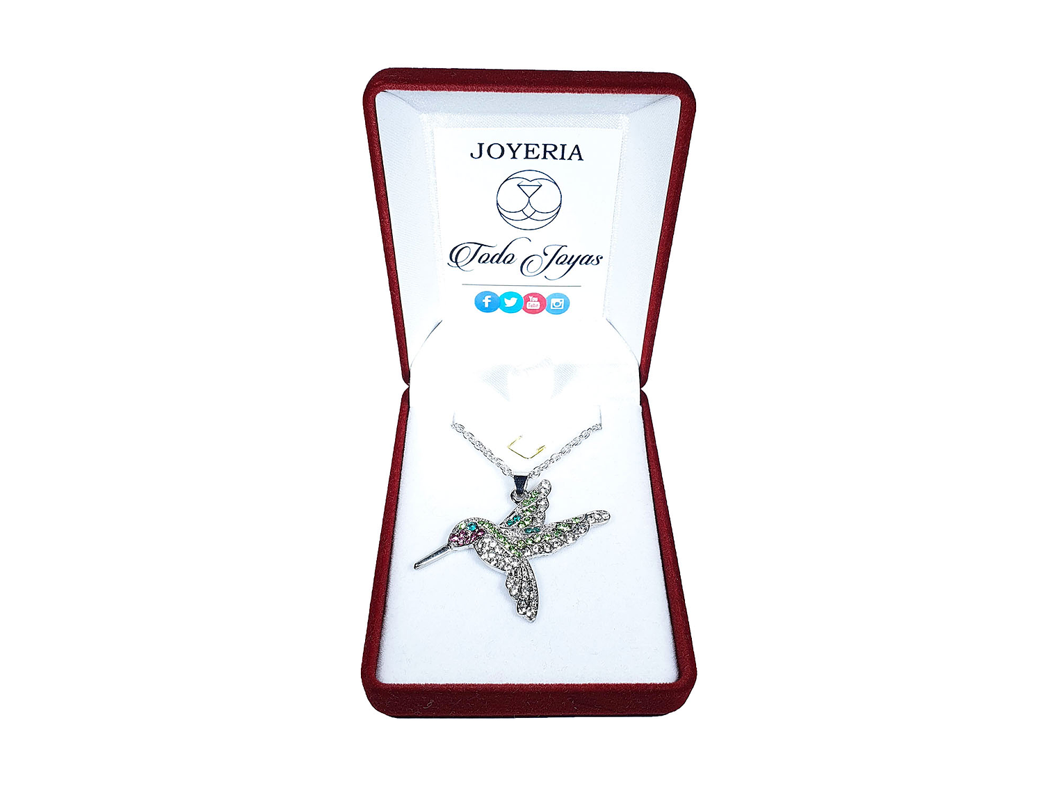 Collar Colgante Colibri con Circones Plateado 2