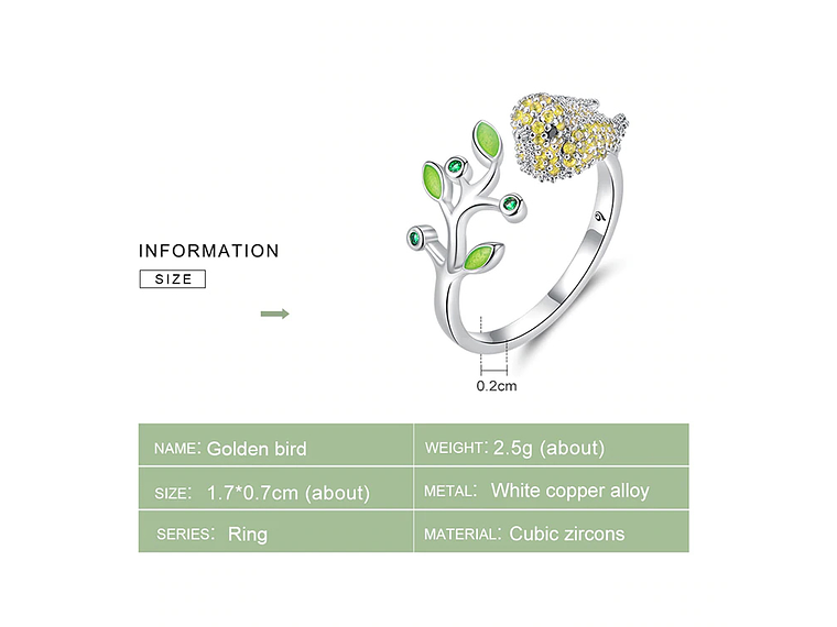 Anillo Pajaro Multicolor Circones Ajustable 5
