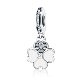 Charm Dije Plata 925 Trebol Blanco