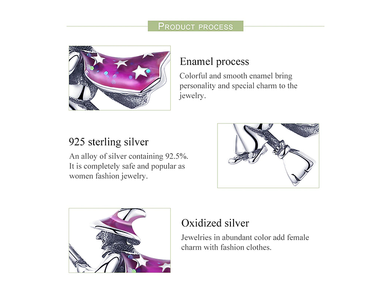 Charm Dije Plata 925 Bruja Voladora 3