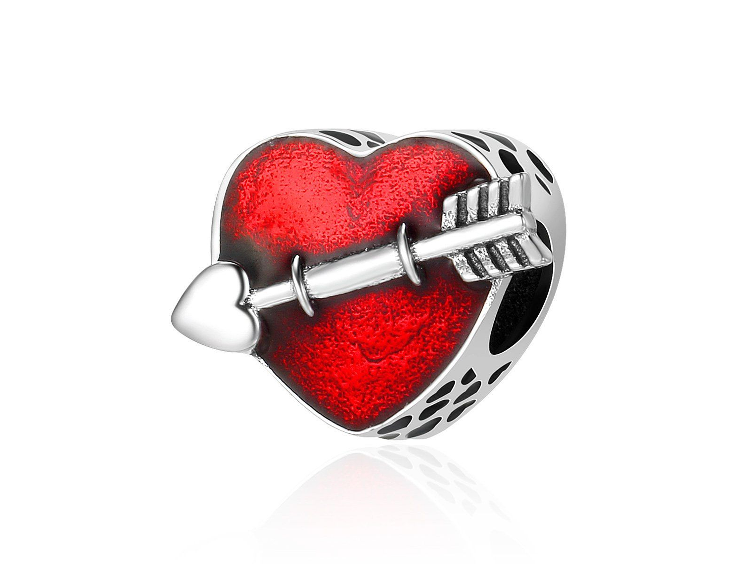 Charm Dije Plata 925 Corazon Rojo Flecha 1
