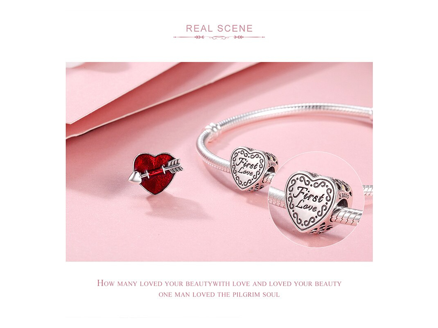 Charm Dije Plata 925 Corazon Rojo Flecha 3