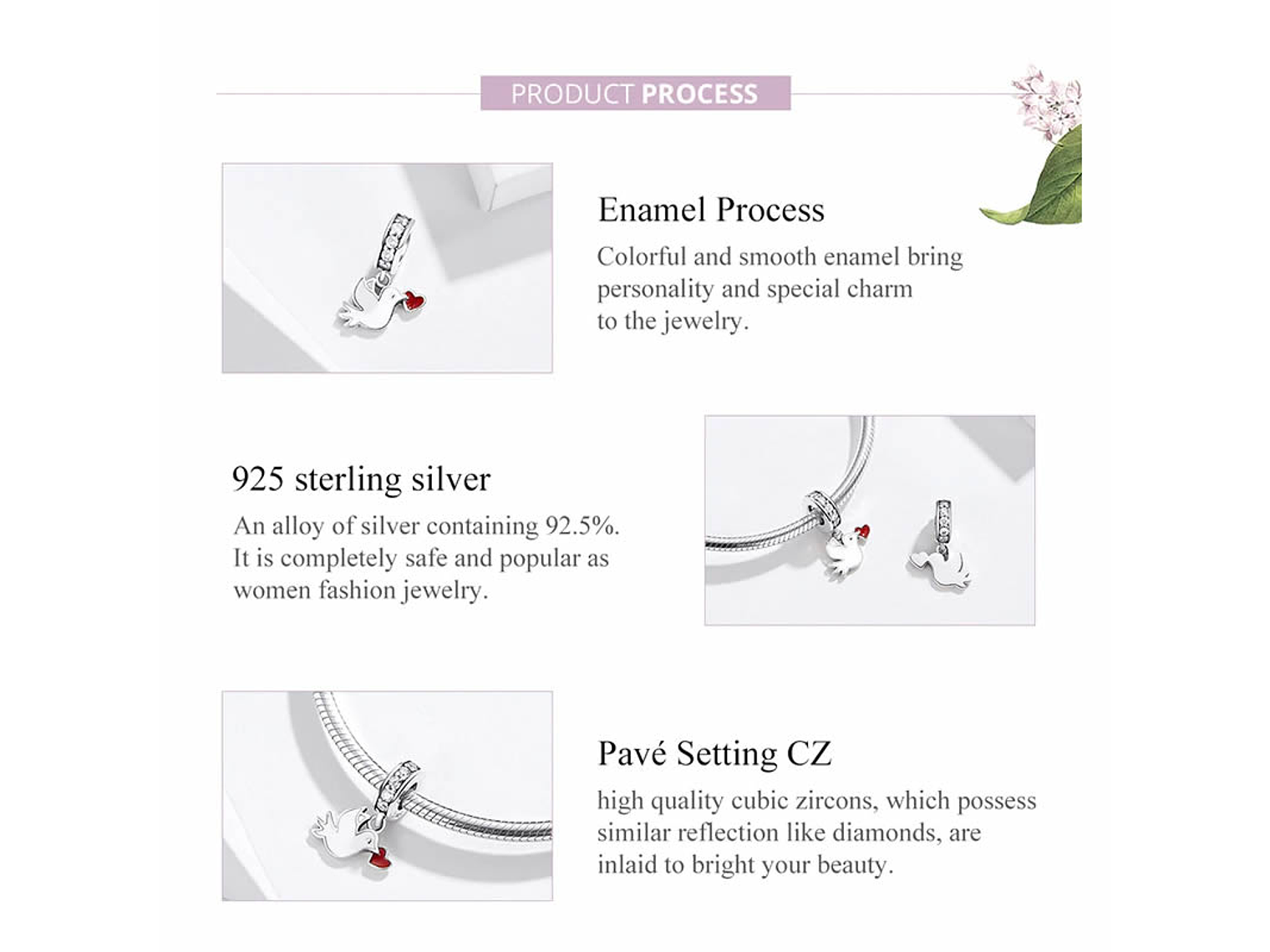 Charm Dije Plata 925 Paloma Blanca 2