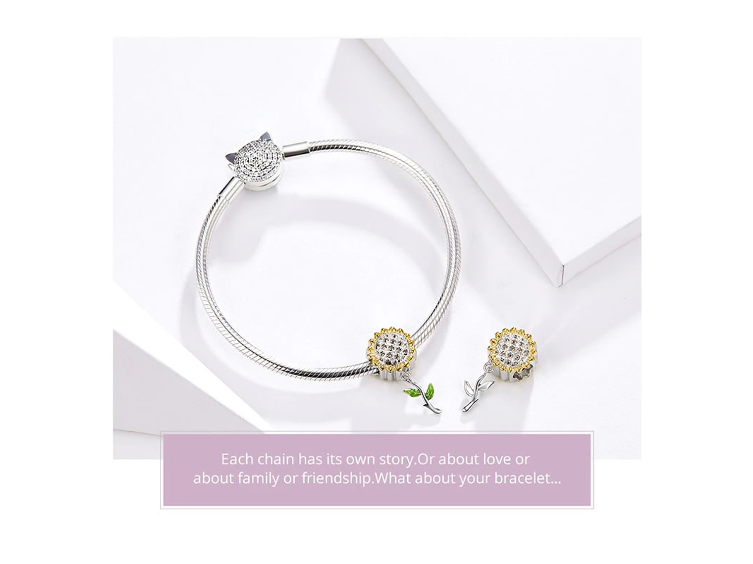 Charm Dije Plata 925 Flor Girasol 4