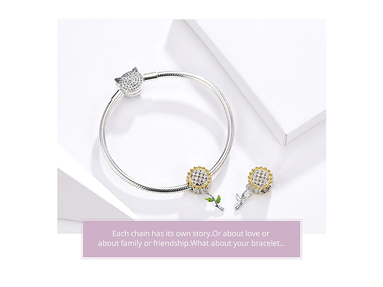 Charm Dije Plata 925 Flor Girasol 4