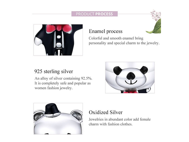 Charm Dije Plata 925 Oso Elegante 2