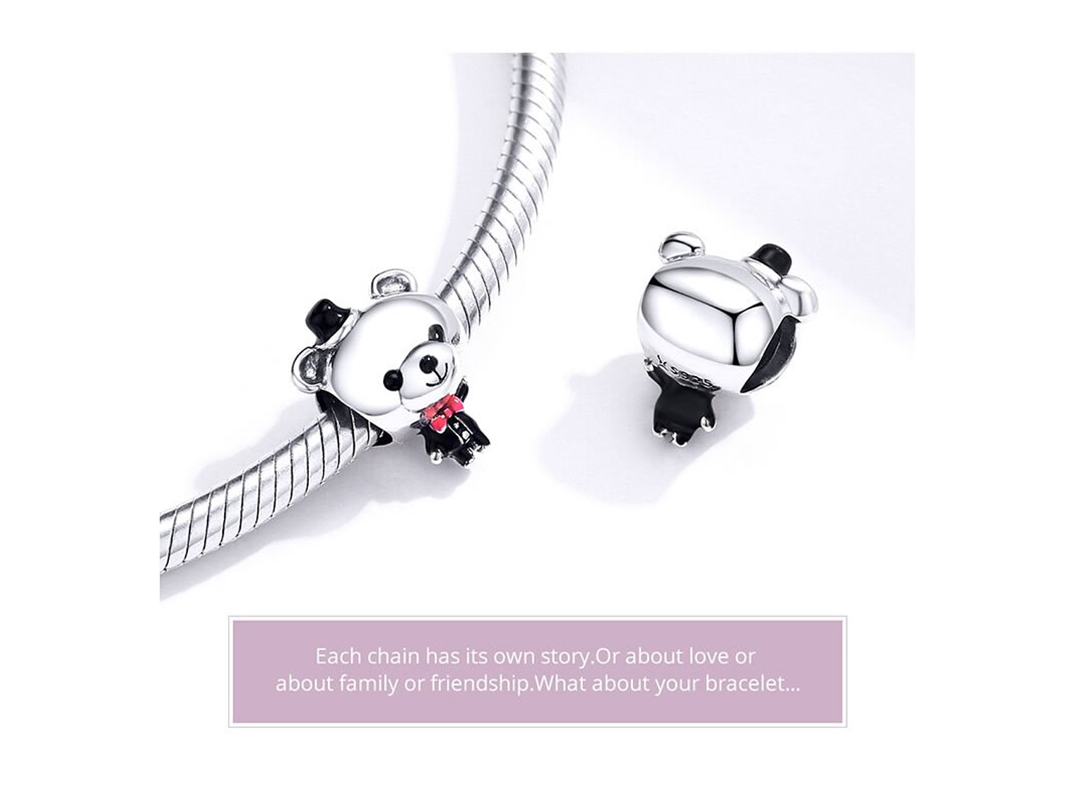 Charm Dije Plata 925 Oso Elegante 3