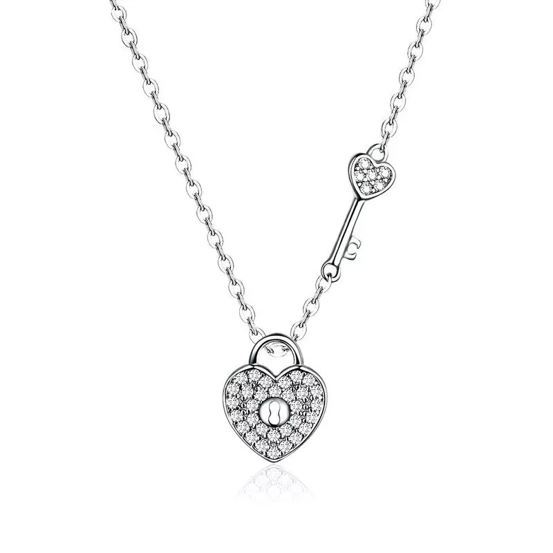 Collar Plata 925 Corazon y Llave