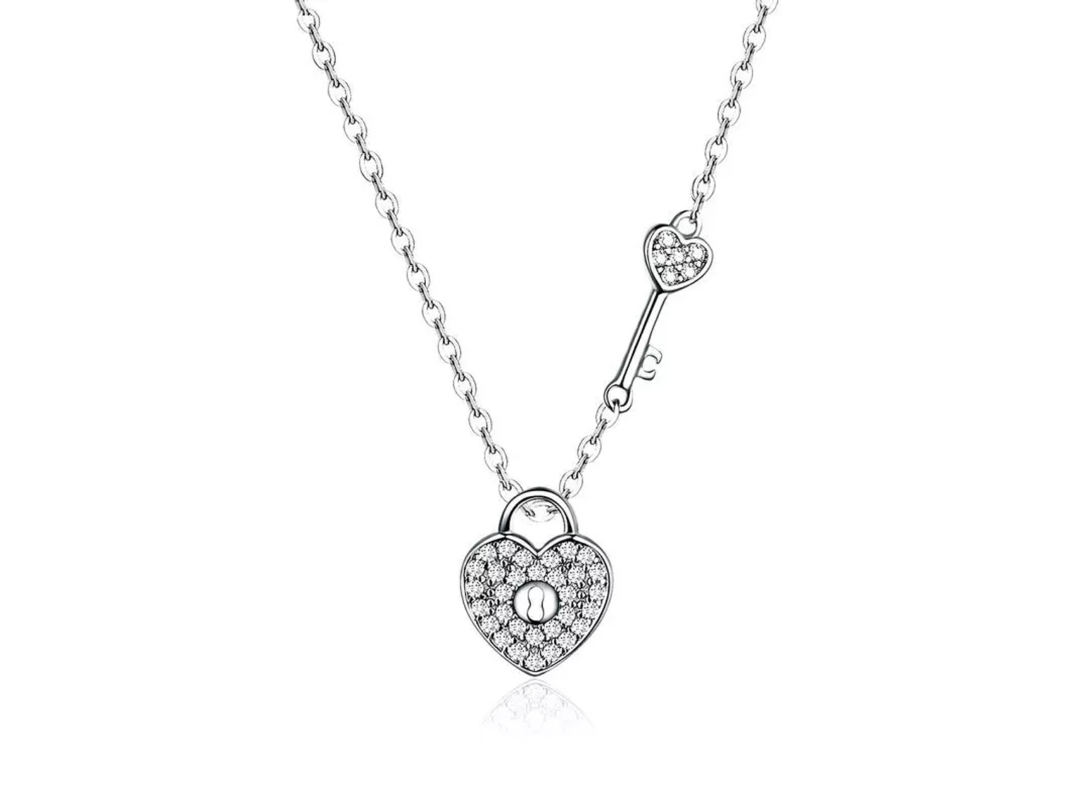 Collar Plata 925 Corazon y Llave 1