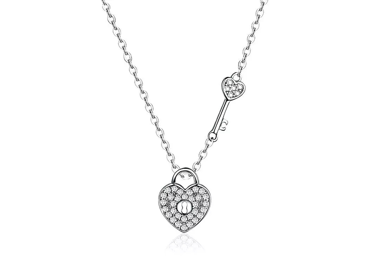 Collar Plata 925 Corazon y Llave 1