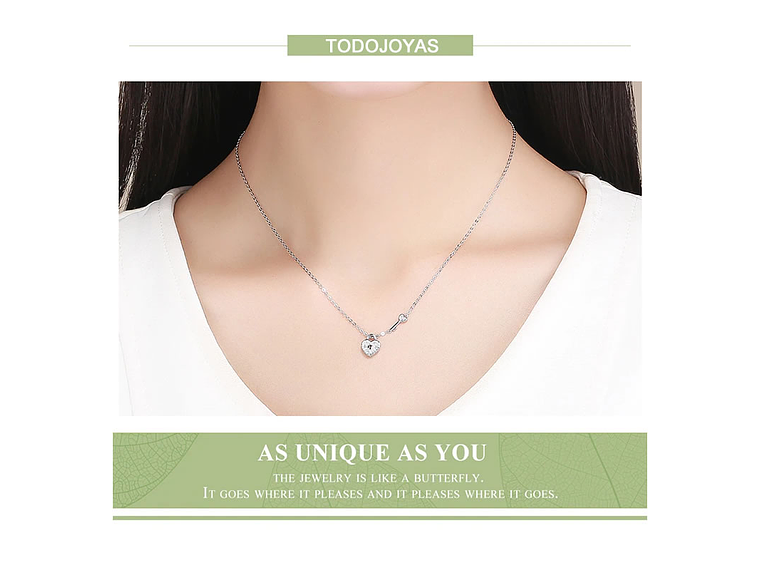 Collar Plata 925 Corazon y Llave 4