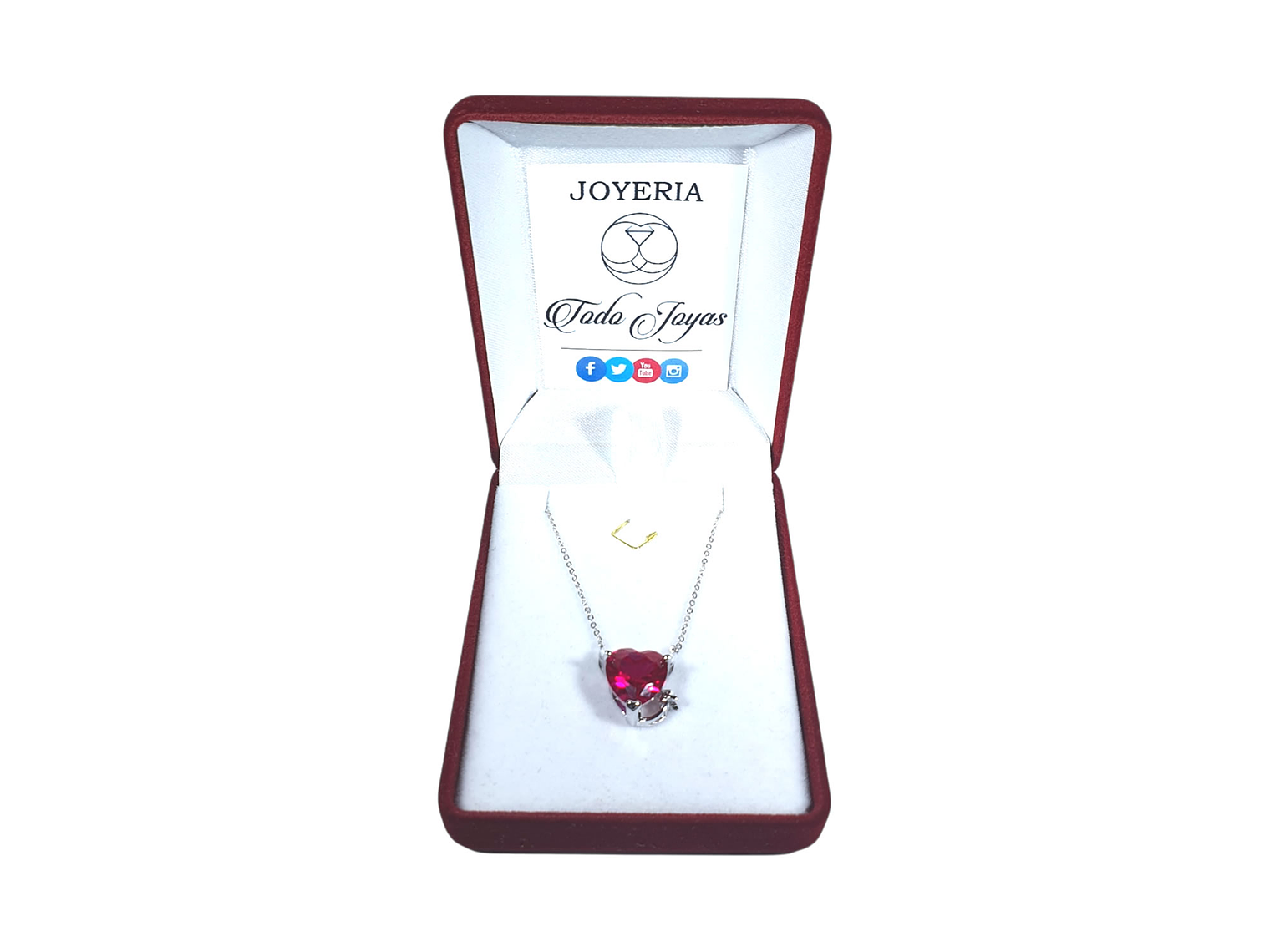 Collar Plata 925 Corazon Diablo Rojo 2