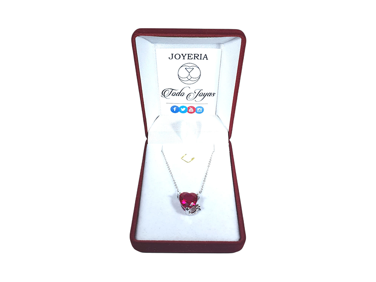 Collar Plata 925 Corazon Diablo Rojo 2