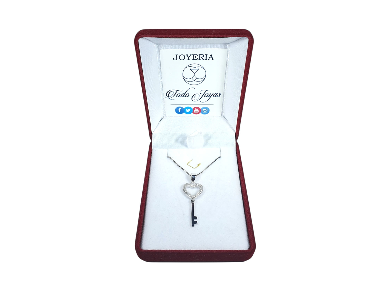 Collar Llave Corazon Circones Plateado 2